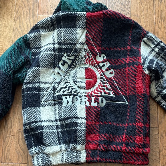 Dolls Kill Jackets & Blazers - Dolls Kill X Daria Plaid Fleece Jacket with Graphic Design